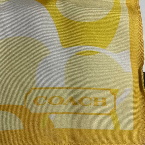 NWOT Coach 100% silk scarf beautiful bright yellow PRICE FIRM NO DISCOUNTS - Picture 7 of 10
